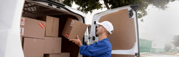 packing van with boxes